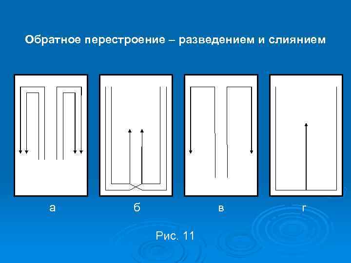 Обратное перестроение – разведением и слиянием а б в Рис. 11 г 