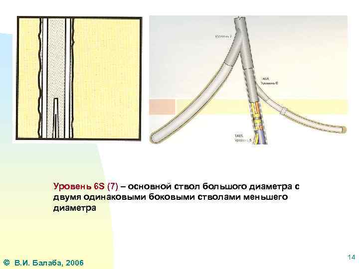 Уровень 6 S (7) – основной ствол большого диаметра с двумя одинаковыми боковыми стволами