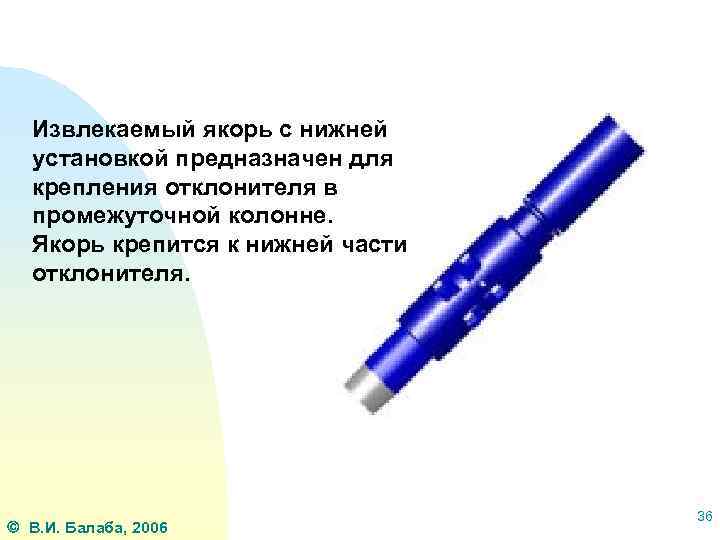 Извлекаемый якорь с нижней установкой предназначен для крепления отклонителя в промежуточной колонне. Якорь крепится