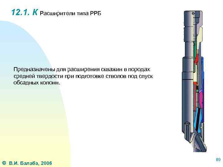 12. 1. К Расширители типа РРБ Предназначены для расширения скважин в породах средней твердости