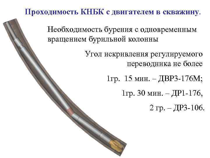 Проходимость КНБК с двигателем в скважину. Необходимость бурения с одновременным вращением бурильной колонны Угол