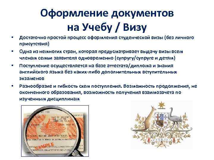 Оформление документов на Учебу / Визу • • Достаточно простой процесс оформления студенческой визы