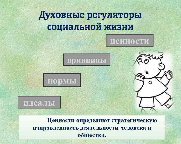 Духовные регуляторы социальной жизни ценности принципы нормы идеалы Ценности определяют стратегическую направленность деятельности человека