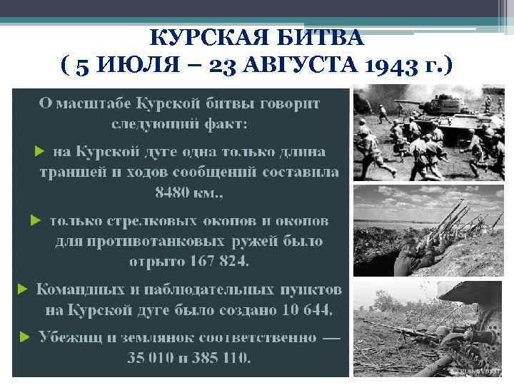 КУРСКАЯ БИТВА ( 5 ИЮЛЯ – 23 АВГУСТА 1943 г. ) 