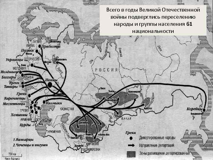 Всего в годы Великой Отечественной войны подверглись переселению народы и группы населения 61 национальности