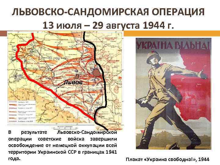 Июль август 1944 операция. Львовско-Сандомирская операция (13 июля — 29 августа 1944). Львовско Сандомирская операция 1944 года карта. Львовско-Сандомирская операция июль-август 1944.. Освобождение Западной Украины 1944 карта.