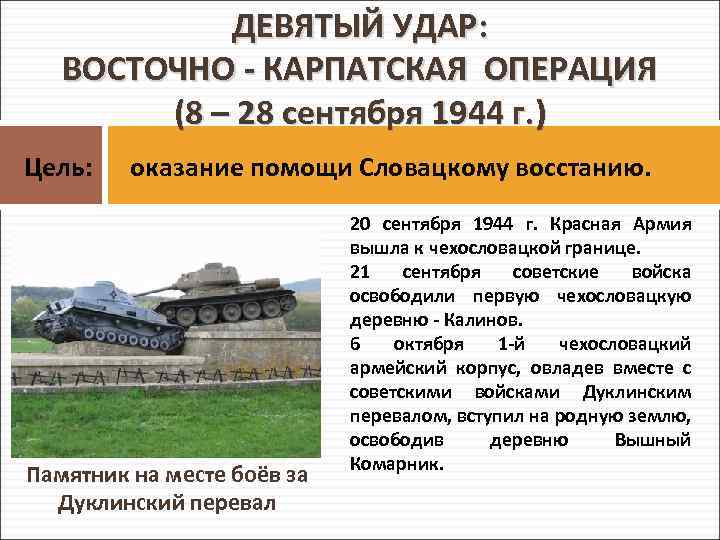 Восточно карпатская операция 1944 карта