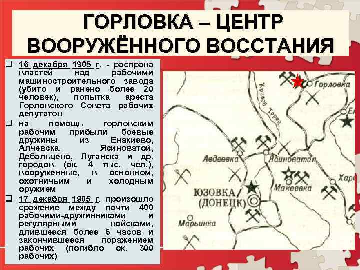  ГОРЛОВКА – ЦЕНТР ВООРУЖЁННОГО ВОССТАНИЯ q 16 декабря 1905 г. - расправа властей