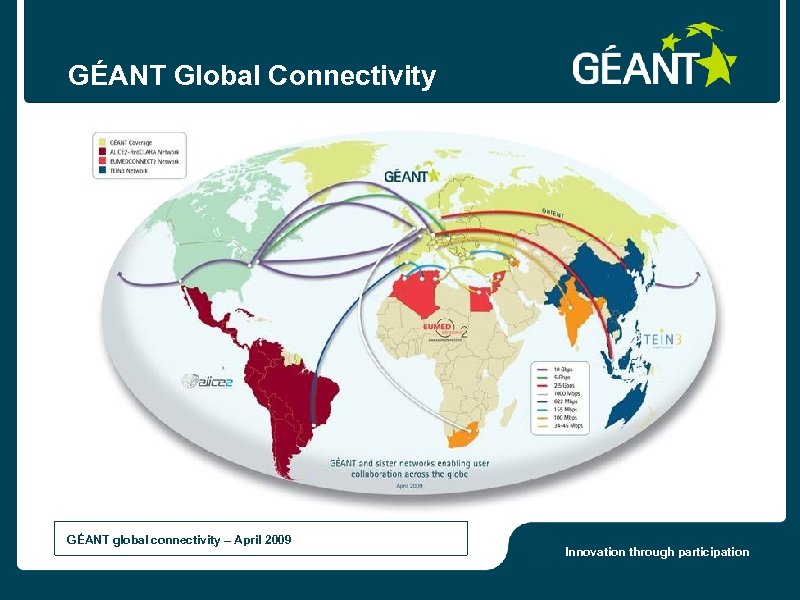 GÉANT Global Connectivity GÉANT global connectivity – April 2009 Innovation through participation 