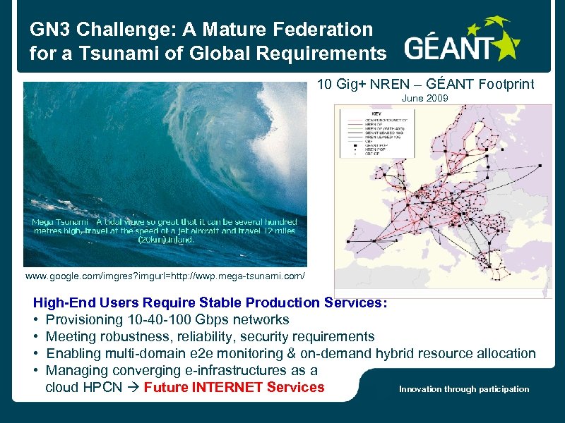 GN 3 Challenge: A Mature Federation for a Tsunami of Global Requirements 10 Gig+