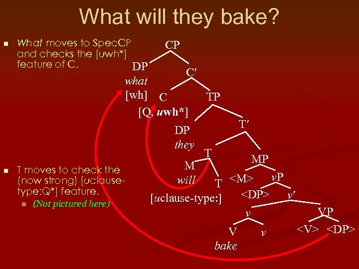 What will they bake? n What moves to Spec. CP and checks the [uwh*]