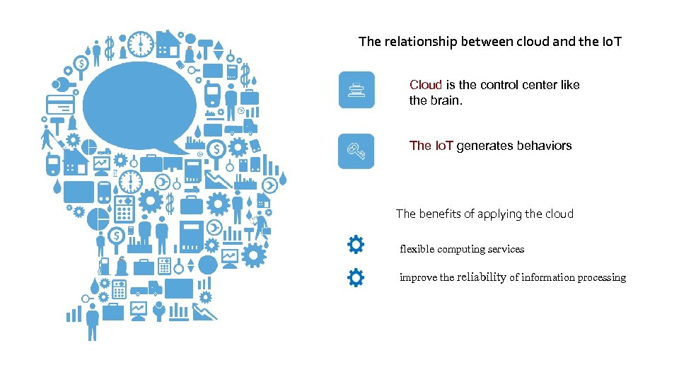 The relationship between cloud and the Io. T Cloud is the control center like