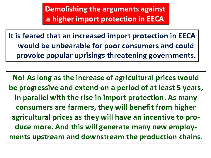 Demolishing the arguments against a higher import protection in EECA It is feared that