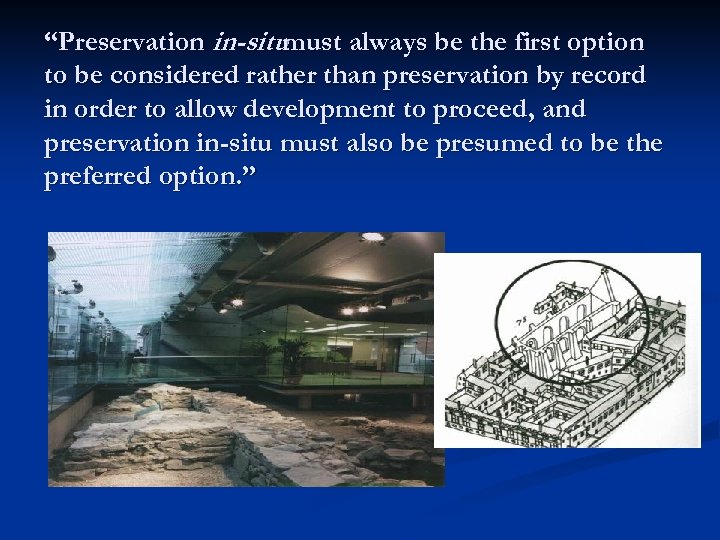 “Preservation in-situ must always be the first option to be considered rather than preservation