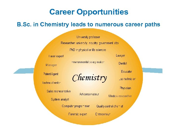 Career Opportunities B. Sc. in Chemistry leads to numerous career paths 