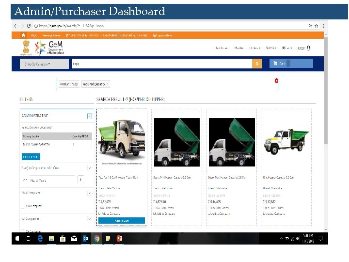Admin/Purchaser Dashboard 
