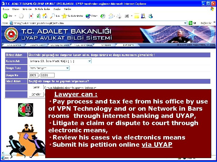Lawyer can : Pay process and tax fee from his office by use of