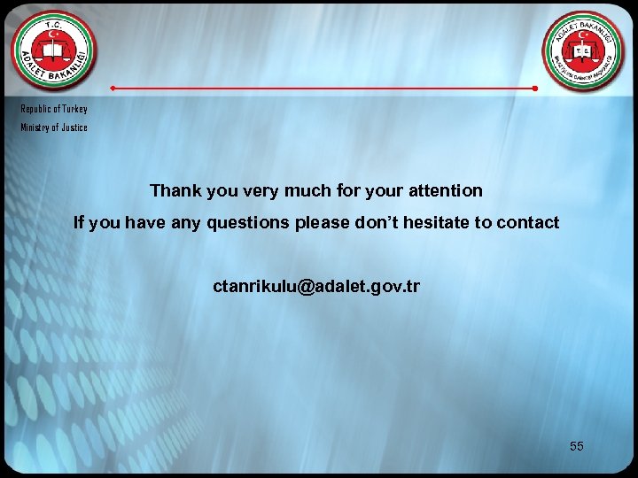 Republic of Turkey Ministry of Justice Thank you very much for your attention If