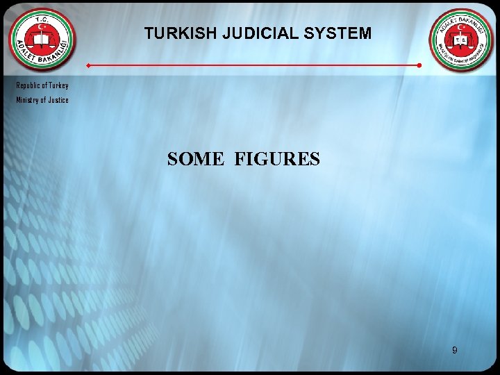 TURKISH JUDICIAL SYSTEM Republic of Turkey Ministry of Justice SOME FIGURES 9 