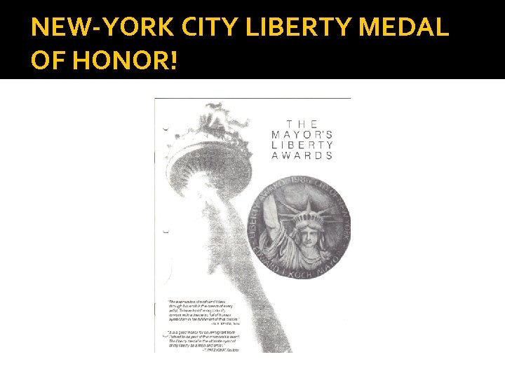 NEW-YORK CITY LIBERTY MEDAL OF HONOR! 