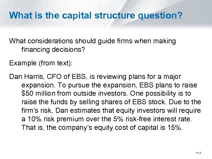 What is the capital structure question? What considerations should guide firms when making financing