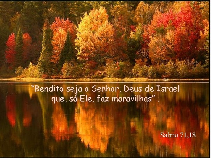 “Bendito seja o Senhor, Deus de Israel que, só Ele, faz maravilhas”. Salmo 71,