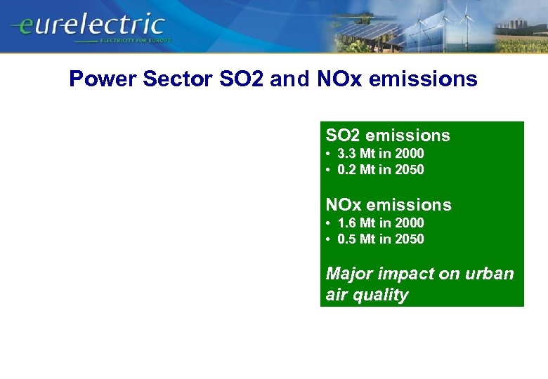Power Sector SO 2 and NOx emissions SO 2 emissions • 3. 3 Mt