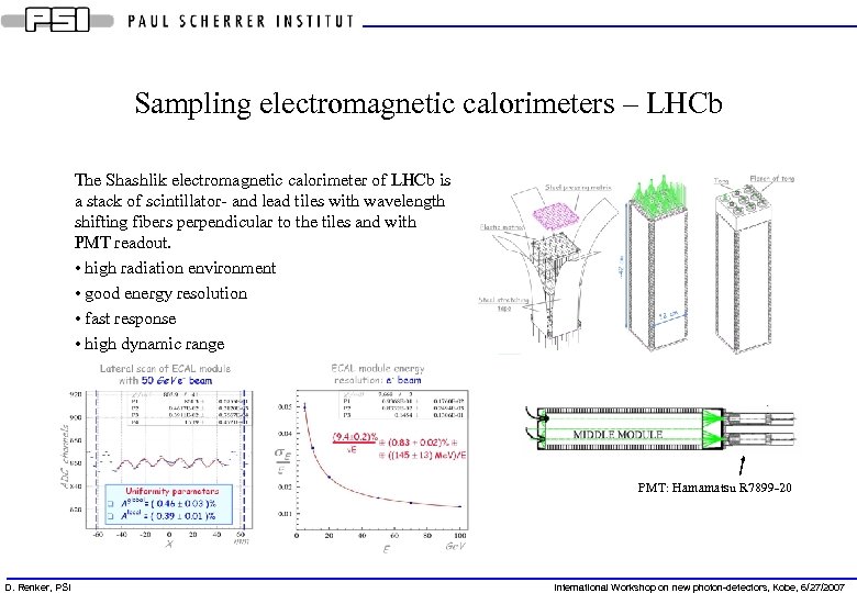 Sampling electromagnetic calorimeters – LHCb The Shashlik electromagnetic calorimeter of LHCb is a stack