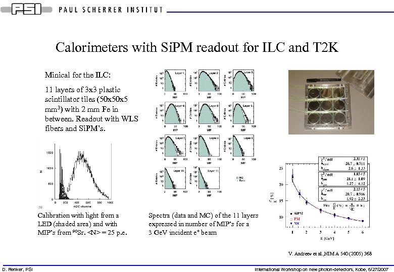 Calorimeters with Si. PM readout for ILC and T 2 K Minical for the