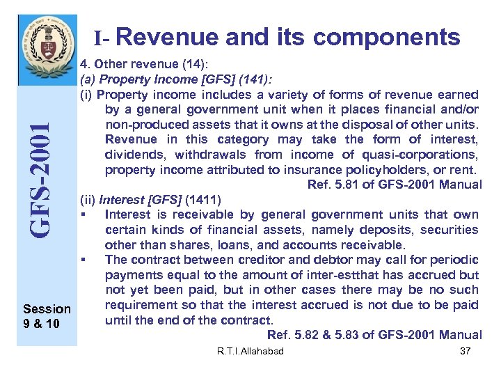 I- Revenue and its components GFS-2001 4. Other revenue (14): (a) Property Income [GFS]