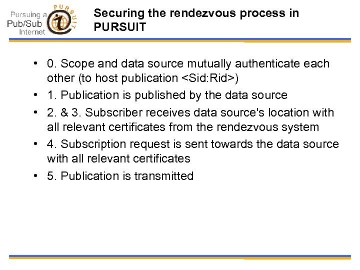 Securing the rendezvous process in PURSUIT • 0. Scope and data source mutually authenticate