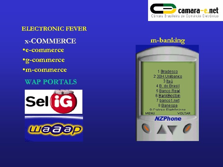 ELECTRONIC FEVER x-COMMERCE • e-commerce • g-commerce • m-commerce WAP PORTALS m-banking 