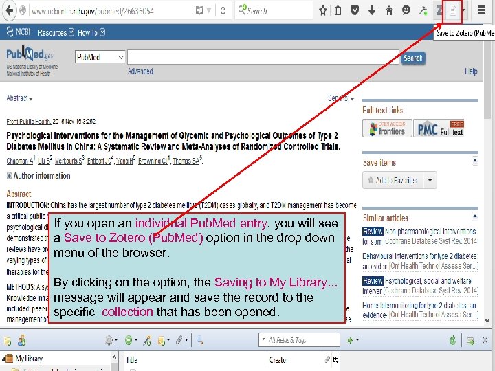 If you open an individual Pub. Med entry, you will see a Save to
