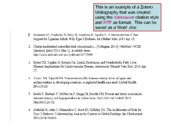 This is an example of a Zotero bibliography that was created using the Vancouver