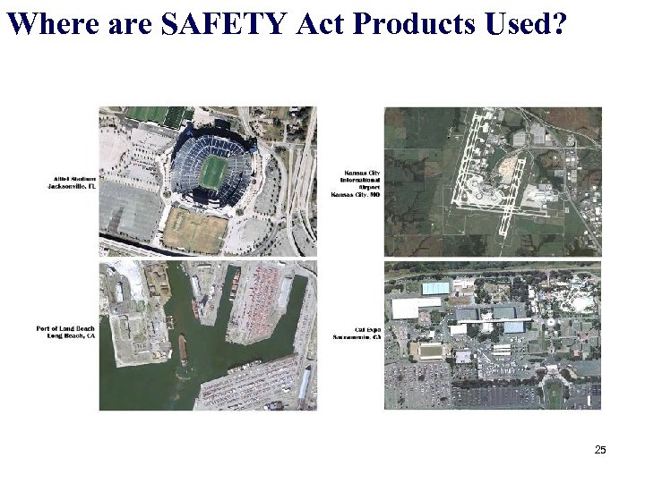 Where are SAFETY Act Products Used? 25 25 