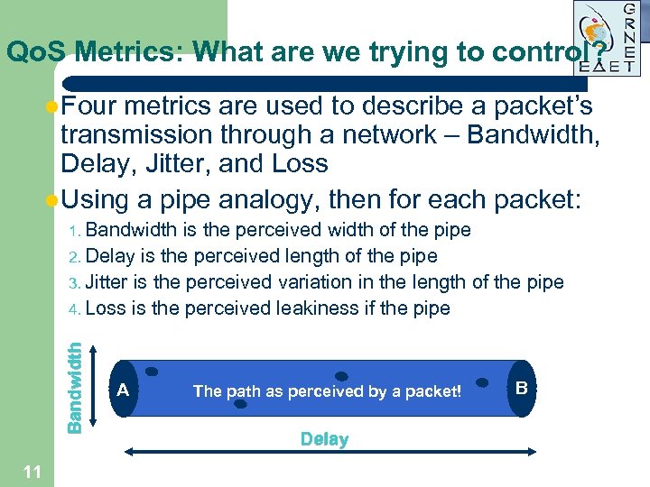 Qo. S Metrics: What are we trying to control? l Four metrics are used