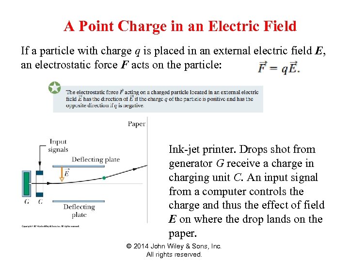 A Point Charge inin an. Electric Field 22 -6 A Point Charge an Electric