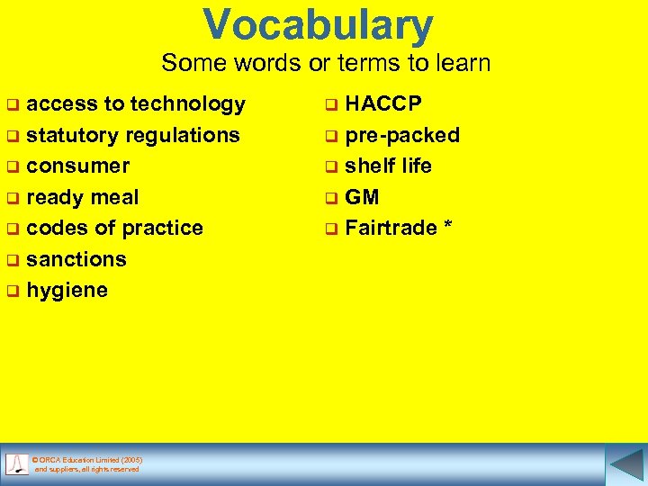 Vocabulary Some words or terms to learn access to technology q statutory regulations q