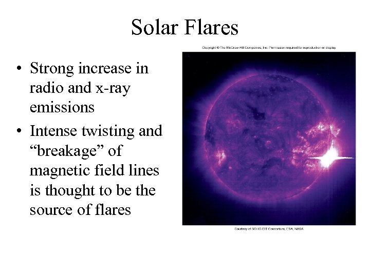 Solar Flares • Strong increase in radio and x-ray emissions • Intense twisting and