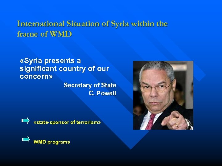 International Situation of Syria within the frame of WMD «Syria presents a significant country