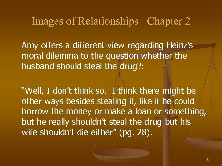 Images of Relationships: Chapter 2 Amy offers a different view regarding Heinz’s moral dilemma