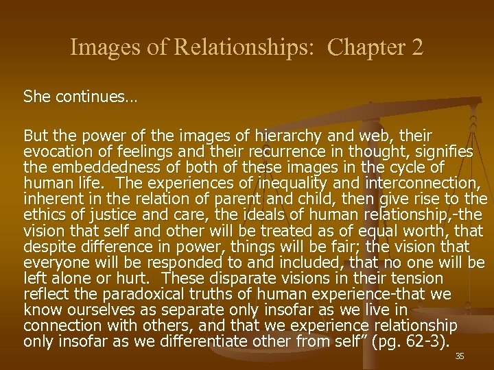 Images of Relationships: Chapter 2 She continues… But the power of the images of