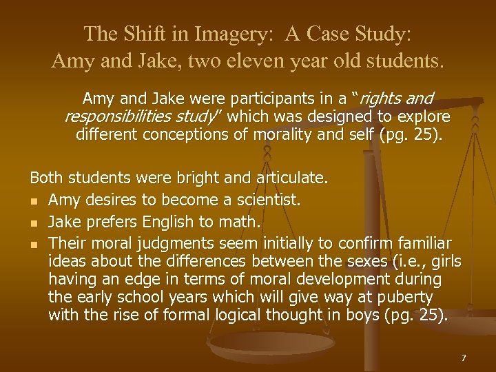 The Shift in Imagery: A Case Study: Amy and Jake, two eleven year old