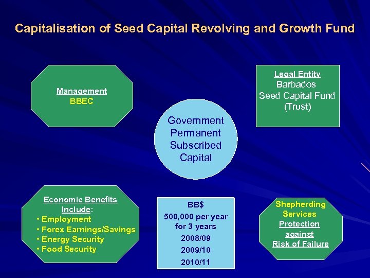 Capitalisation of Seed Capital Revolving and Growth Fund Legal Entity Barbados Seed Capital Fund