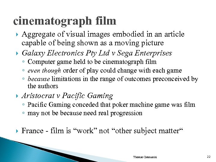 cinematograph film Aggregate of visual images embodied in an article capable of being shown