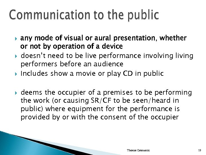 any mode of visual or aural presentation, whether or not by operation of