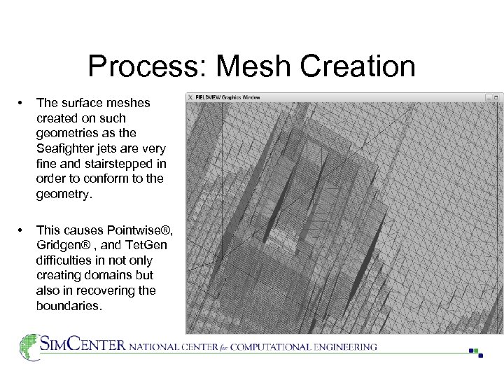 Process: Mesh Creation • The surface meshes created on such geometries as the Seafighter