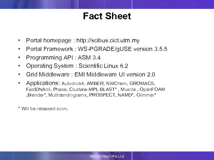Fact Sheet • • • Portal homepage : http: //scibus. cict. utm. my Portal