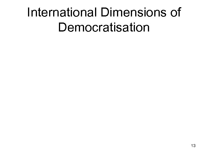 International Dimensions of Democratisation 13 