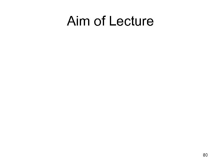 Aim of Lecture 80 